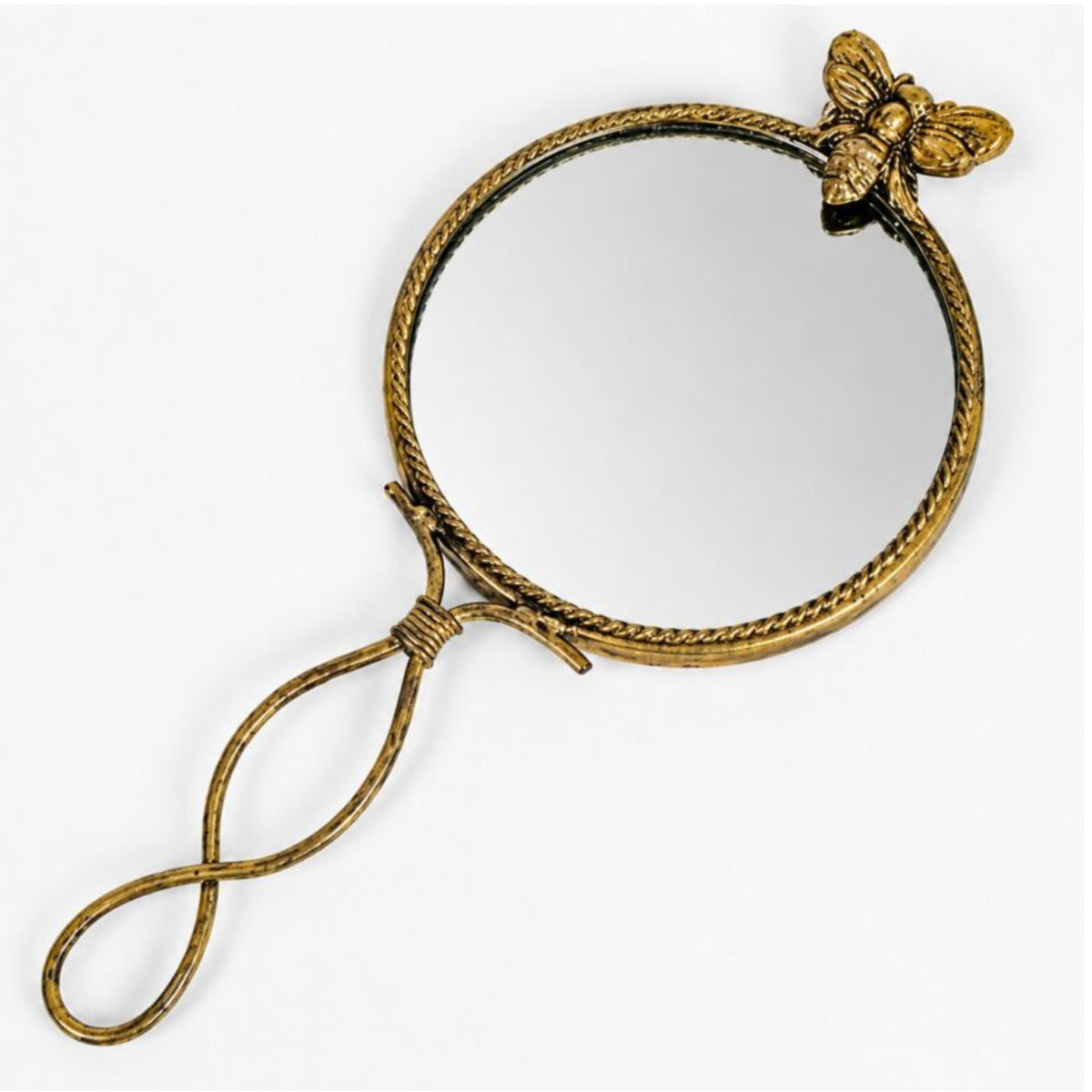 Antique Gold Bee Handheld Mirror
