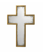 Decorative cross with gold frame on a white background