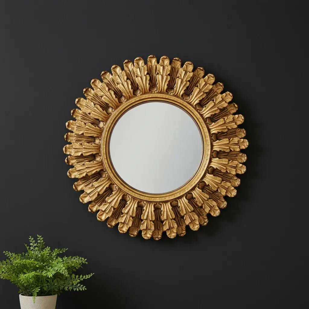 Antique Gold Medium Decorative Frame Convex Mirror