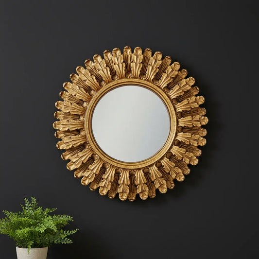 Antique Gold Medium Decorative Frame Convex Mirror