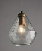 Antique Gold Metal & Mottled Glass Pendant Light - The Farthing