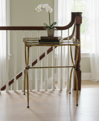 Antique Gold Mirrored Top Side Table