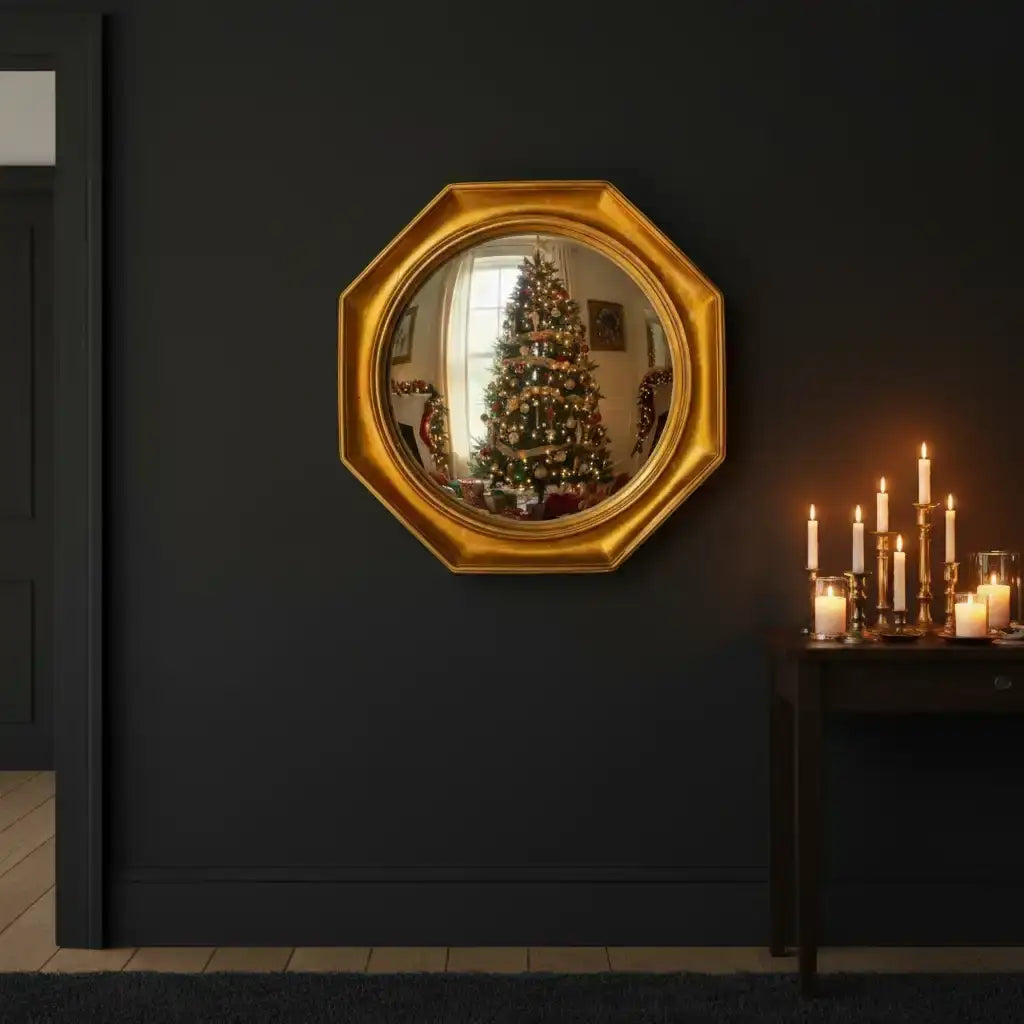 Antique Gold Octagonal Convex Wall Mirror