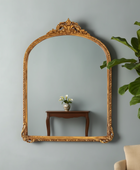 Antique Gold Ornate Arched Wall Mirror