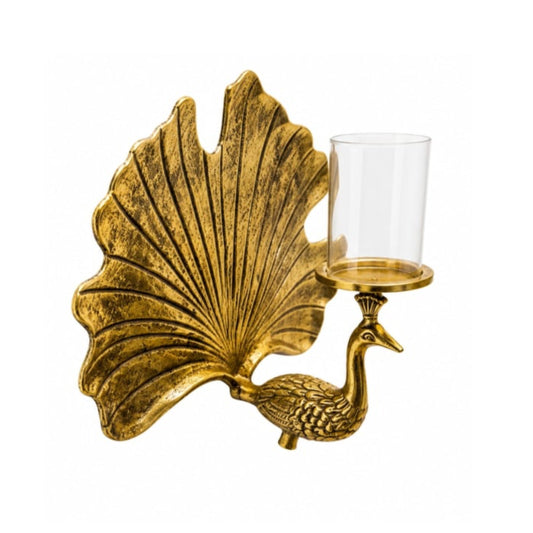 Antique Gold Peacock Wall Sconce Candle Holder 1