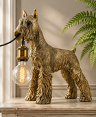 Antique Gold Schnauzer Dog Table Lamp