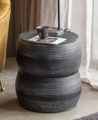 Antique Charcoal Hammered Metal Round Side Table - The Farthing