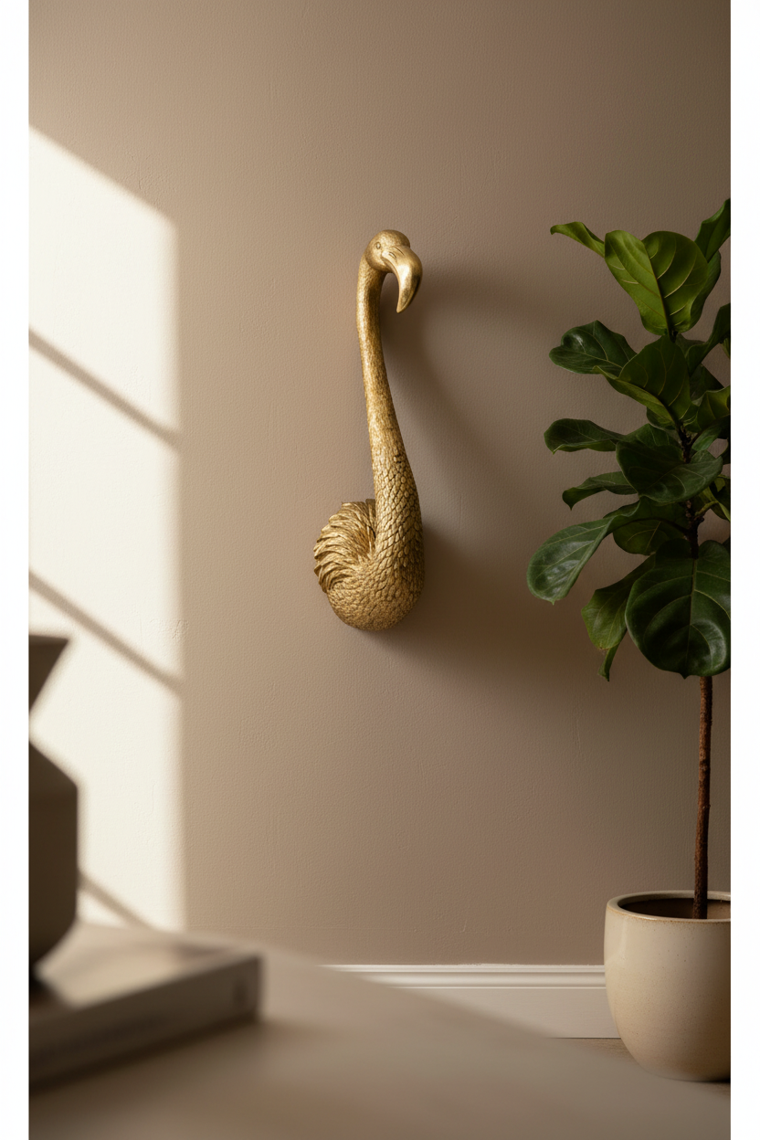 Antique Gold Flamingo Head Wall Art