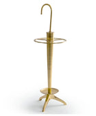 Brass umbrella stand on a white background