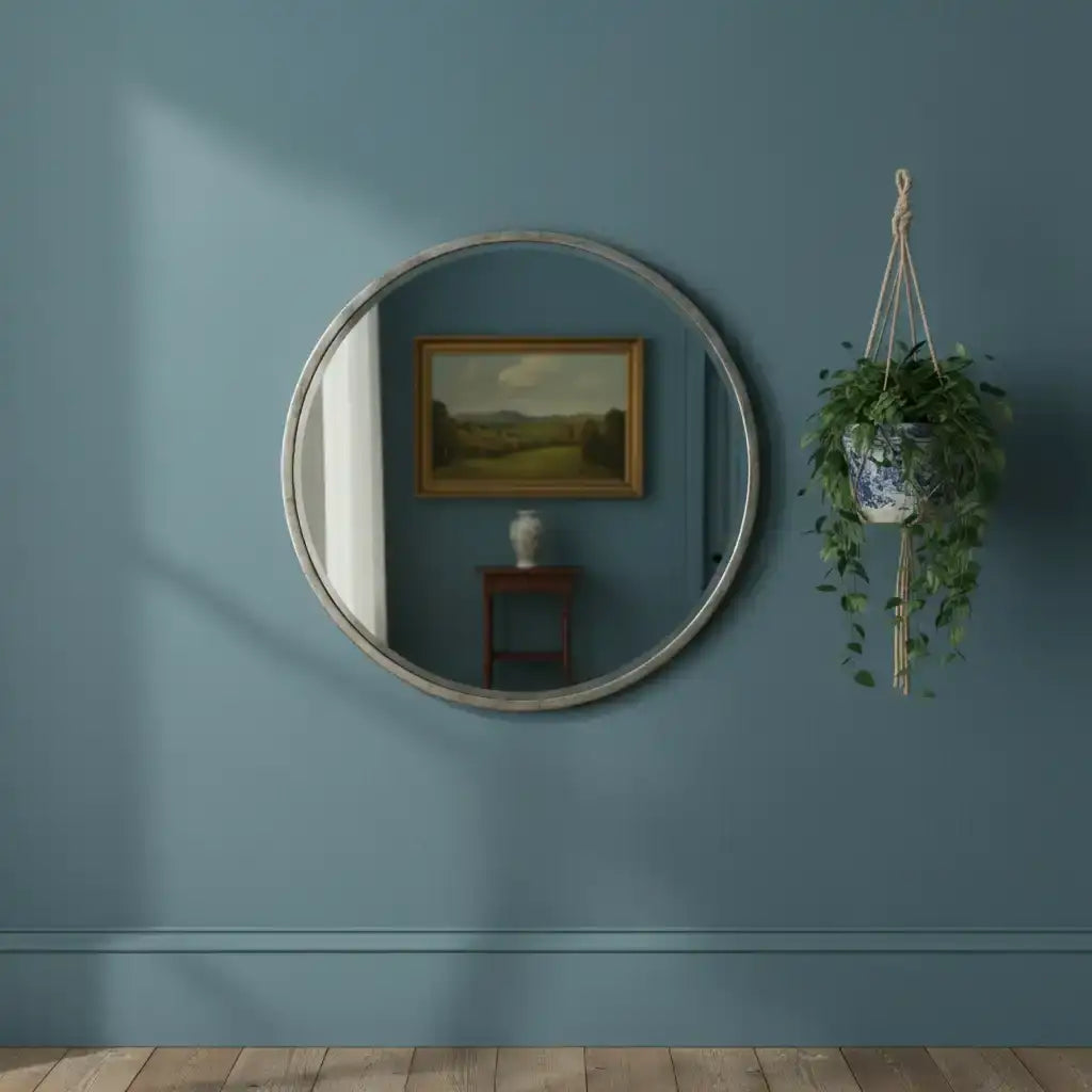 Antique Silver Round Wall Mirror