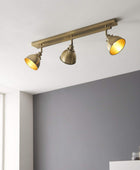 Antiqued Brass 3 Bar Ceiling Light - The Farthing