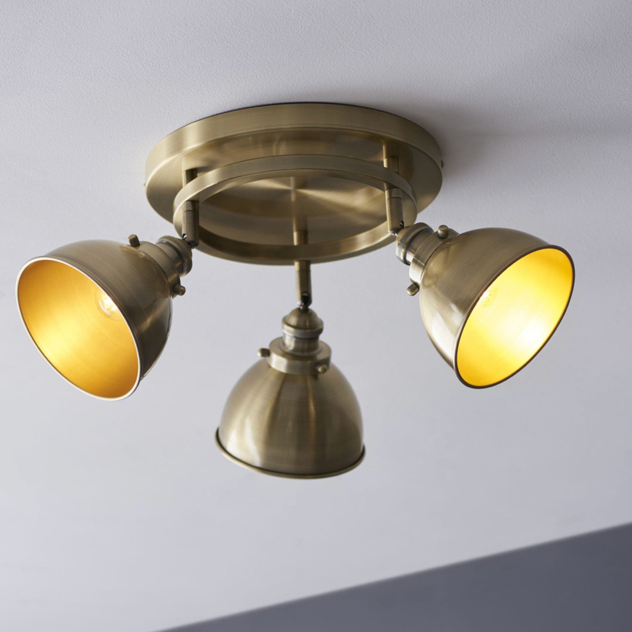 Antiqued Brass 3 Round Ceiling Light