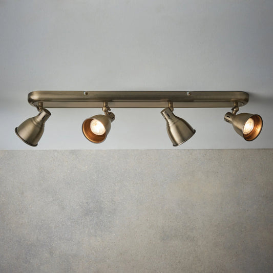 Antiqued Brass 4 Bar Ceiling Light