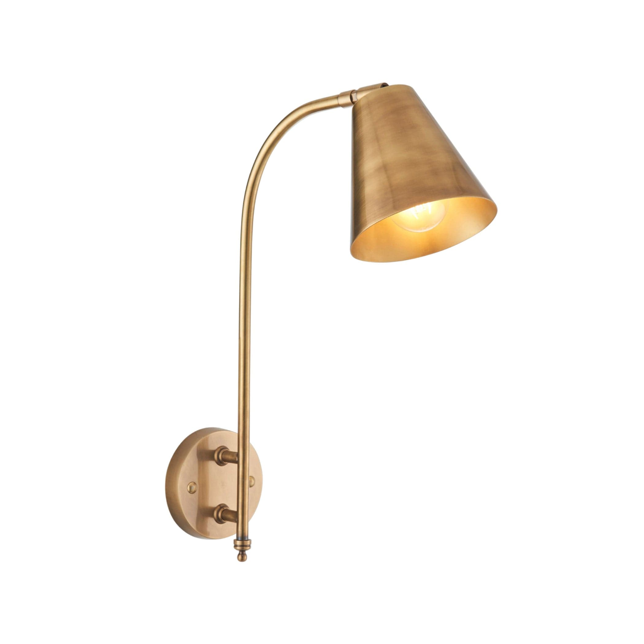 Antiqued Brass Swan Neck Cone Wall Light 3