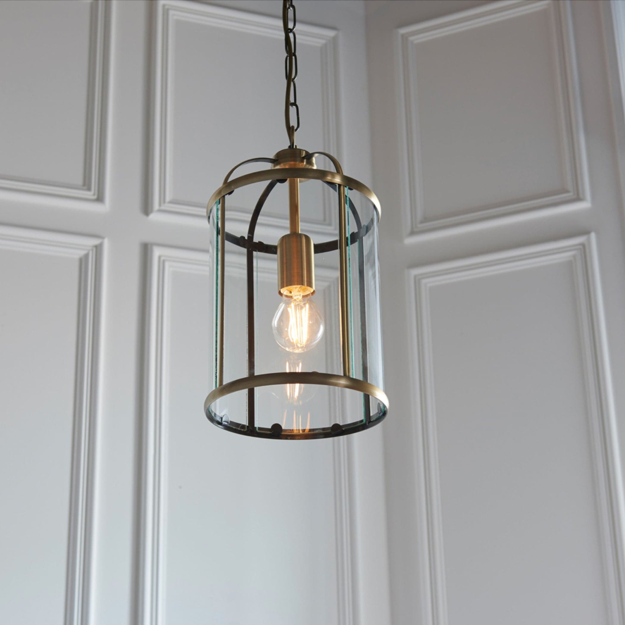 Antiqued Brass and Glass Portland Pendant Light 4