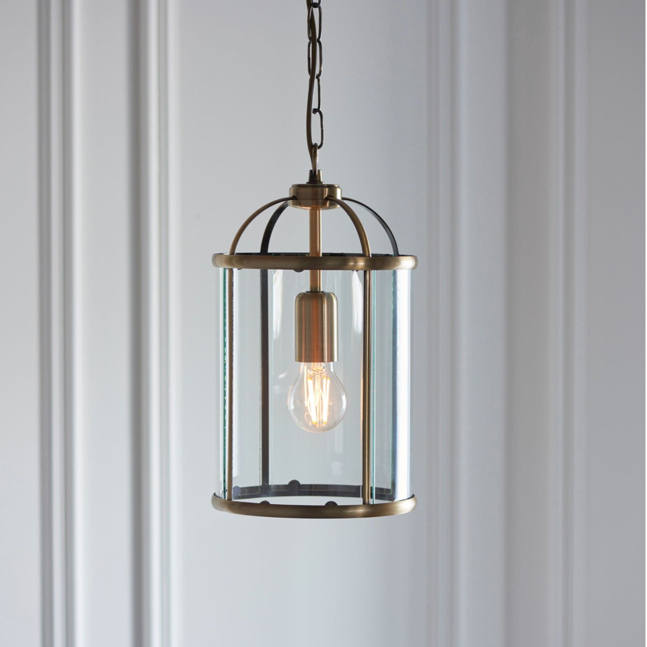 Antiqued Brass and Glass Portland Pendant Light