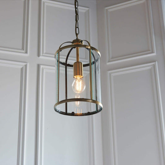 Antiqued Brass and Glass Portland Pendant Light - The Farthing