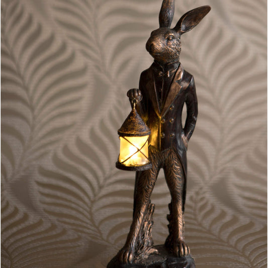 Antiqued Hare LED Lantern Ornament - The Farthing