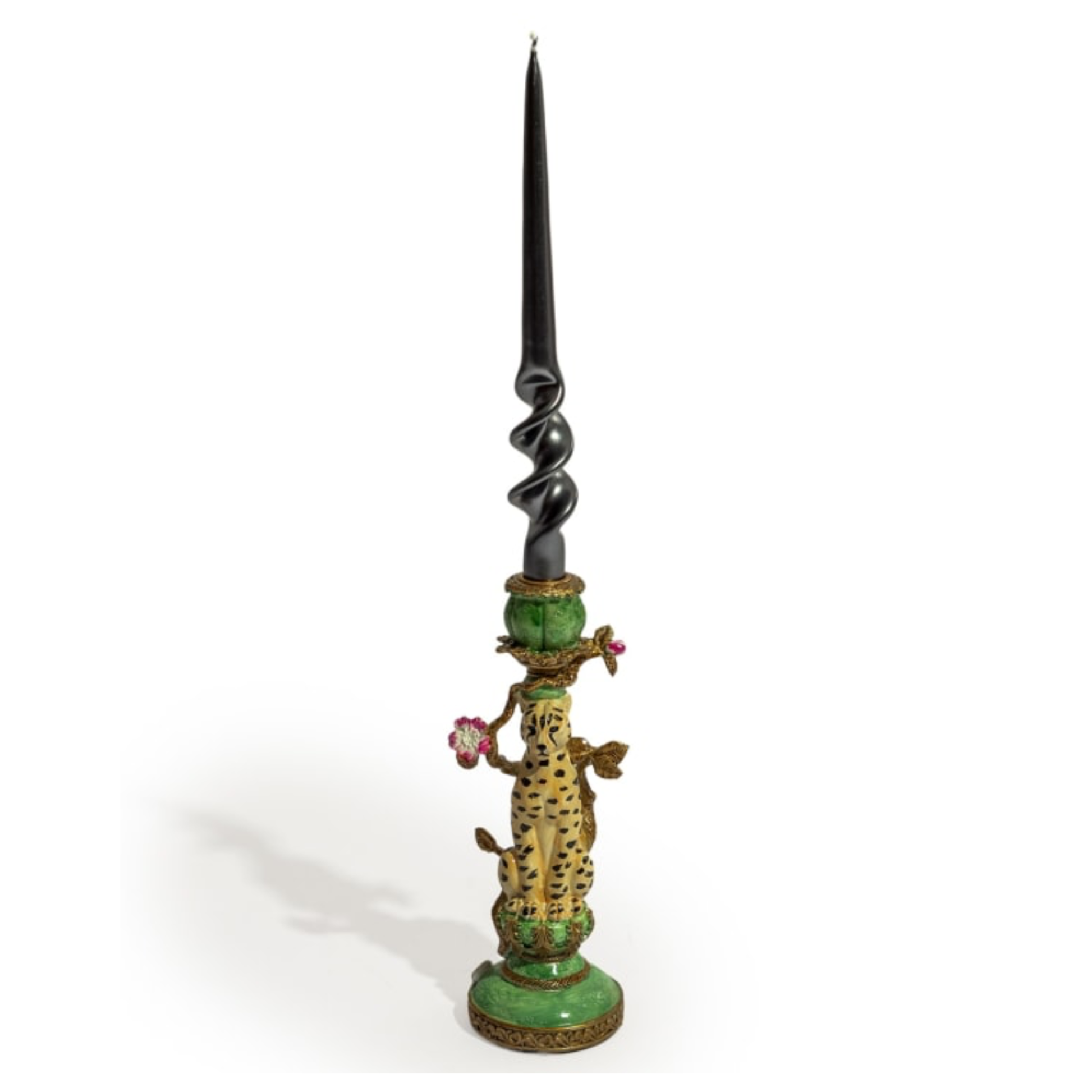 Antiqued Ornate Leopard Dinner Candle Holder 6

