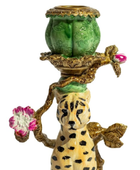 Antiqued Ornate Leopard Dinner Candle Holder 4