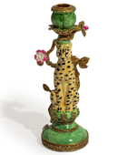 Antiqued Ornate Leopard Dinner Candle Holder 1