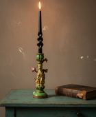 Antiqued Ornate Leopard Dinner Candle Holder 7