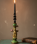 Antiqued Ornate Leopard Dinner Candle Holder