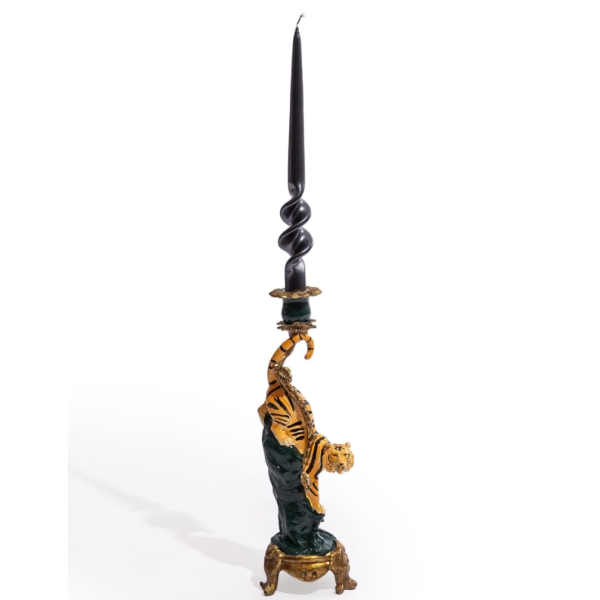 Antiqued Ornate Tiger Dinner Candle Holder 66