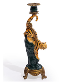 Antiqued Ornate Tiger Dinner Candle Holder 1