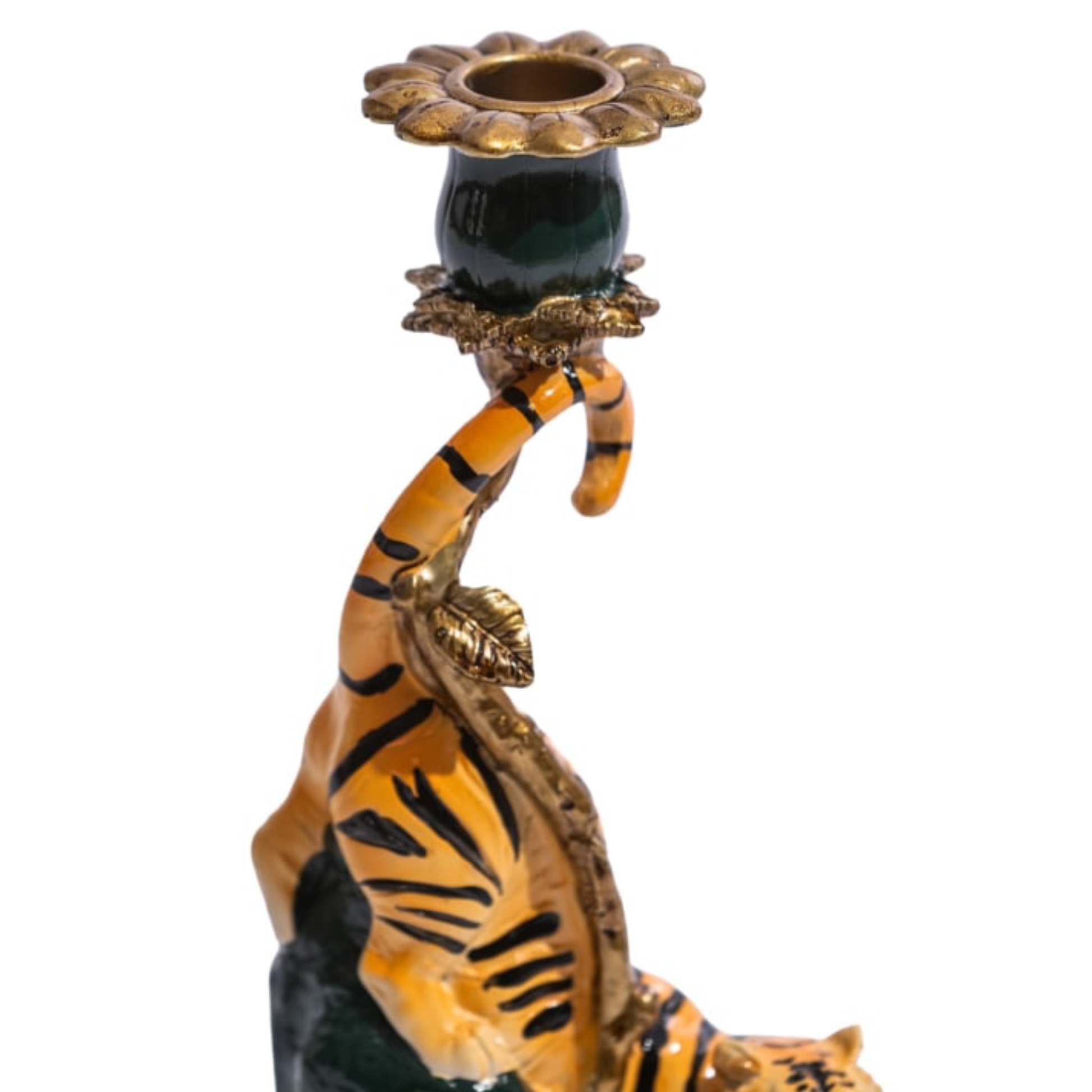 Antiqued Ornate Tiger Dinner Candle Holder 4