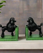 Antiqued Pair Black Poodle Bookends