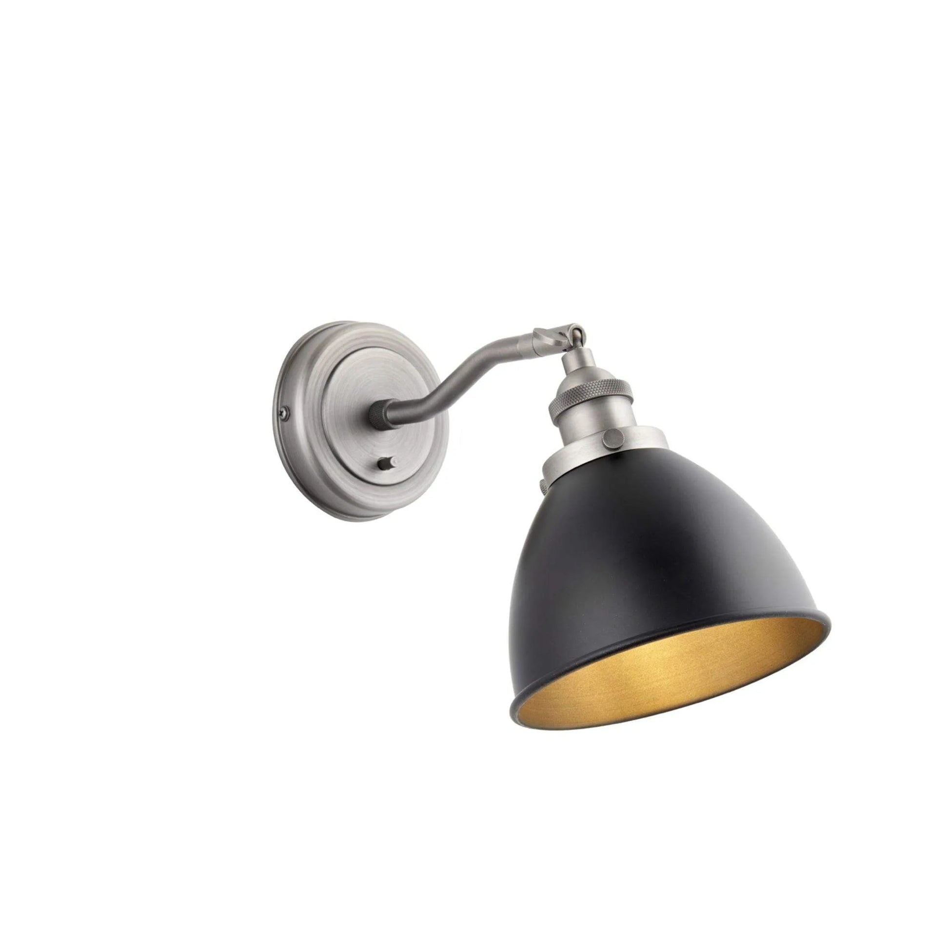 Antiqued Pewter & Black Dome Wall Light - The Farthing