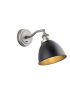 Antiqued Pewter & Black Dome Wall Light - The Farthing