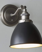 Antiqued Pewter & Black Dome Wall Light - The Farthing