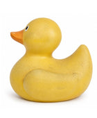 Yellow rubber duck on a white background