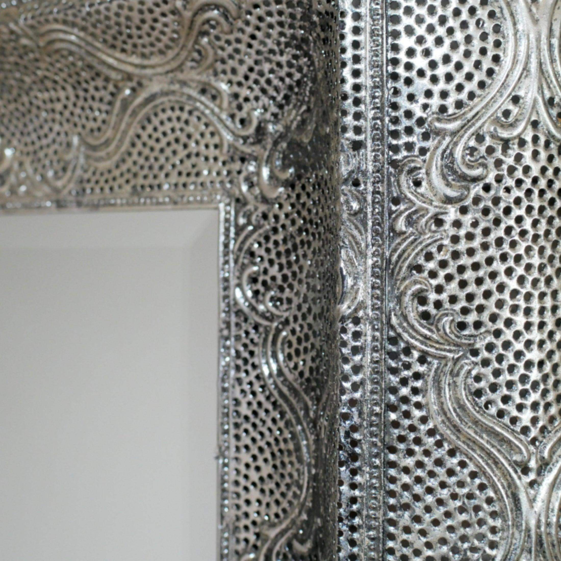 Antiqued Silver Filigree Rectangular Wall Mirror 3