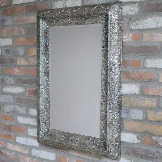 Antiqued Silver Filigree Rectangular Wall Mirror - The Farthing