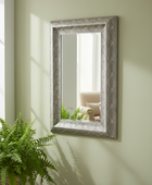 Antiqued Silver Filigree Rectangular Wall Mirror