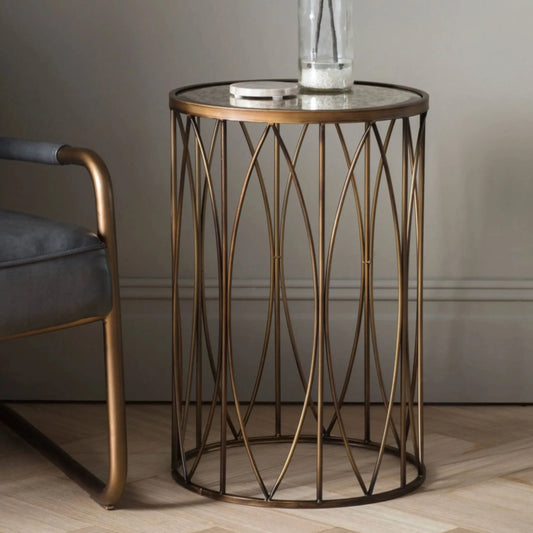 Antiqued Bronze and Aged Glass Side Table FARTHING