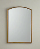 Rectangular mirror with a wooden frame on a white background