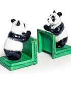 Antiqued Panda Bookends