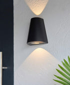 Arc Black Exterior Up & Down LED Wall Light - The Farthing