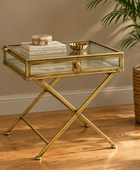 Art Deco Antique Gold Glass Curiosity Side Table 5