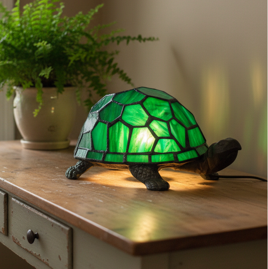 Art Nouveau Green Tiffany Tortoise Table Lamp