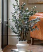 Artificial Eucalyptus Plant in White Ceramic Pot