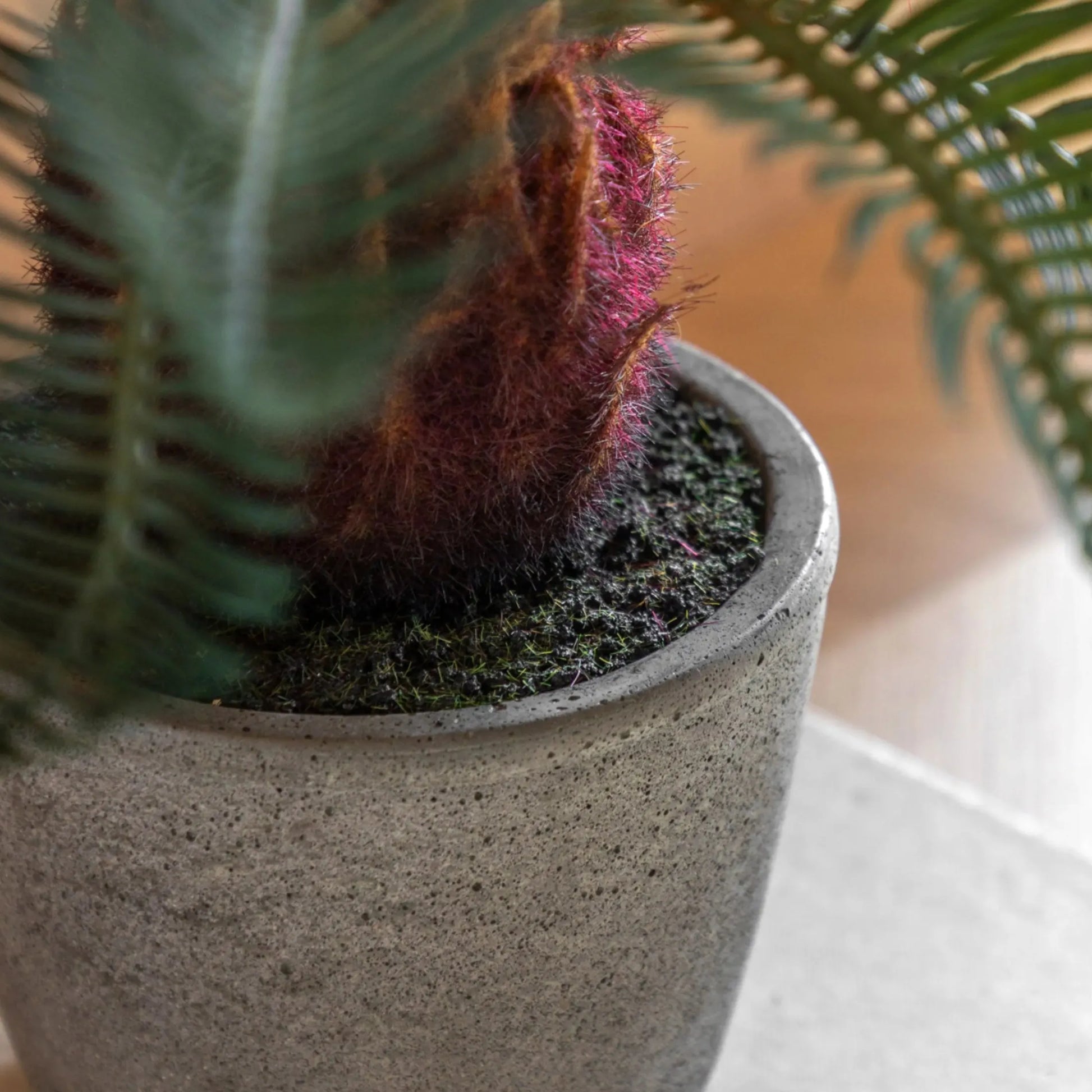 Artificial Green Palm in Grey Pot FARTHING 4