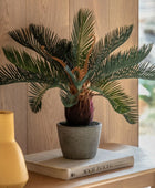 Artificial Green Palm in Grey Pot FARTHING