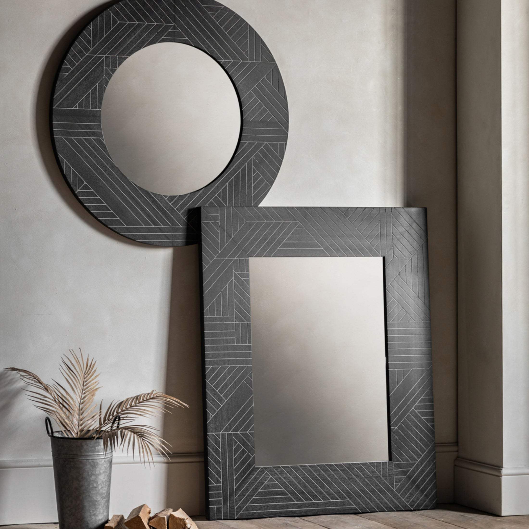 Aztec Wood Wall Mirror - Choice of shape - The Farthing