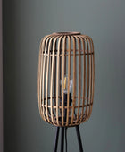 Bamboo Cage & Metal Tripod Floor Lamp 1