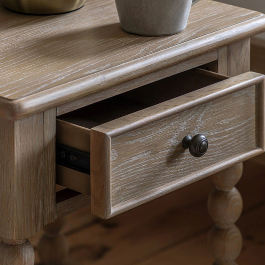 Beaded Edge Oak 1 Drawer Bedside Table 1